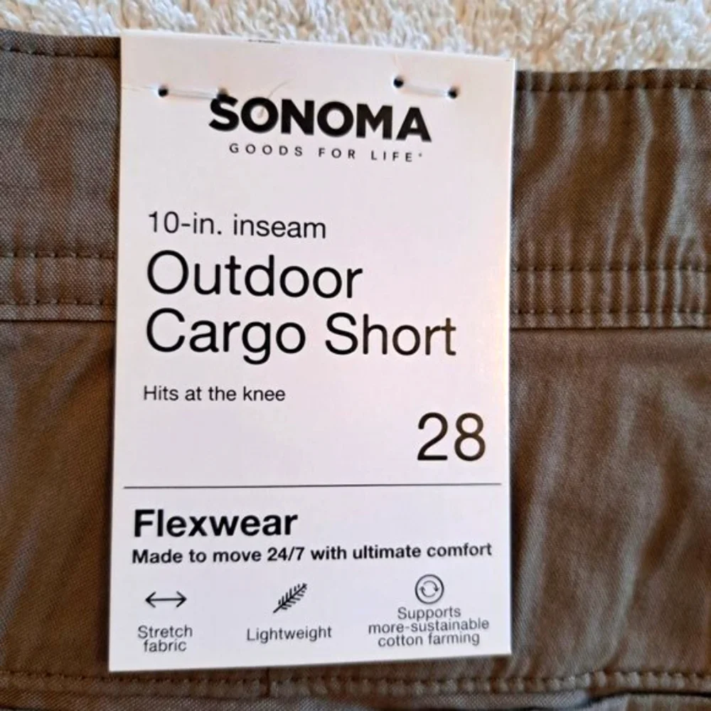 NEW Sonoma Outdoor Cargo Shorts Khaki Tan Lightweight Size 28